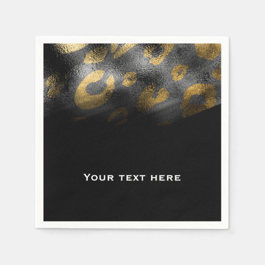 ブラックシャドウとヒョウ印刷エキゾチックパーティー スタンダードカクテルナプキン (正面)