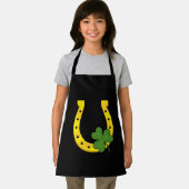 ブラックシャムロック付きラッキーゴールデンホースシュー エプロン (インサイチュ)