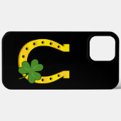 ブラックシャムロック付きラッキーゴールデンホースシュー Case-Mate iPhoneケース (裏面 (横))