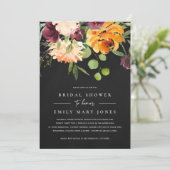 ブラックシャルボードイエローオレンジフローラブライダルシャワー 招待状 (スタンド正面)