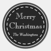 ブラックシャルボードクリスマスステッカー ラウンドシール (正面)