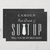 ブラックシャルボードスーツ私のベストマンinv 招待状 (正面/裏面)