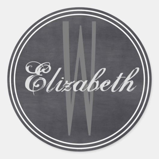ブラックシャルボードネームモノグラム封筒用シール ラウンドシール (正面)