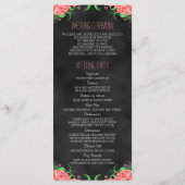 ブラックシャルボードピンクフローラ結婚式 プログラムカード プログラム (裏面)