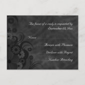 ブラックシャルボードフローラゴシックRSVP応答カード インビテーションポストカード (裏面)