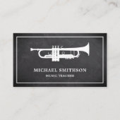 ブラックシャルボードホワイトトランペットミュージック先生 名刺 (正面)