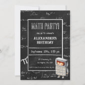 ブラックシャルボード数式の計算誕生日 招待状 (正面)
