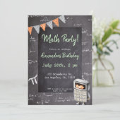 ブラックシャルボード数式バースデーパーティー 招待状 (スタンド正面)