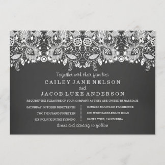 ブラックシャルボード&レース結婚式招待状 招待状