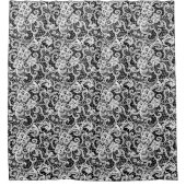 ブラックシャワーカーテンのホワイトレース シャワーカーテン (正面)