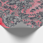 ブラックシャンティリーレース及びレッドラッピング紙 ラッピングペーパー (角)