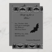 ブラックシャンデリアとこうもりハロウィーン招待状 招待状 (正面/裏面)