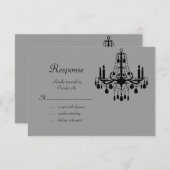 ブラックシャンデリアとこうもりRSVP 出欠カード (正面/裏面)
