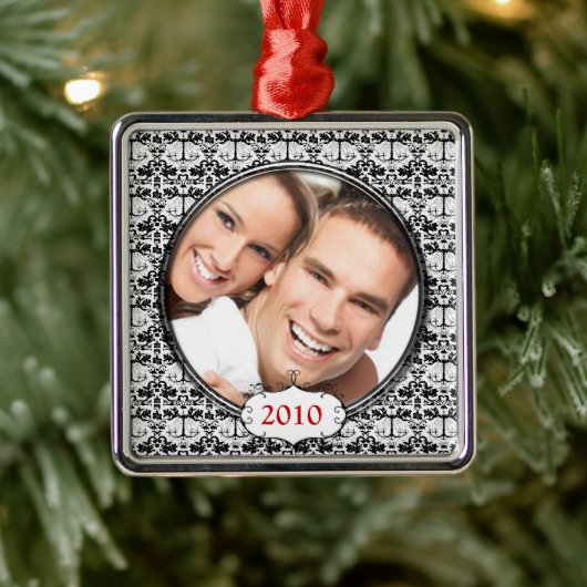 ブラックシャンデリアダマスク写真クリスマスオーナメント メタルオーナメント (ツリー)