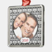 ブラックシャンデリアダマスク写真クリスマスオーナメント メタルオーナメント (左)