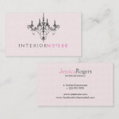 ブラックシャンデリアピンク背景インテリアデザイン 名刺 (正面/裏面)