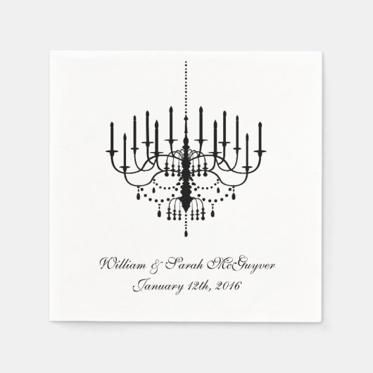 ブラックシャンデリア結婚ズ紙ナプキンス スタンダードカクテルナプキン (正面)