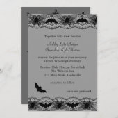 ブラックシャンデリア&こうもり結婚式招待状 招待状 (正面/裏面)