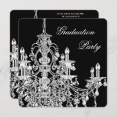 ブラックシャンデリア 卒業パーティー 招待状 (正面/裏面)