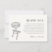 ブラックシャンパングラス弓ブライダルシャワー サンキューカード (正面)