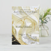 ブラックシャンパンシルクの金ゴールド結婚付き 招待状 (スタンド正面)