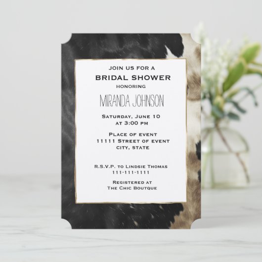 ブラックシャンパン金ゴールドコーヒドブライダルシャワー 招待状 (スタンド正面)