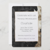 ブラックシャンパン金ゴールドコーヒド誕生日 招待状 (正面)