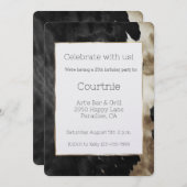 ブラックシャンパン金ゴールドコーヒド誕生日 招待状 (正面/裏面)