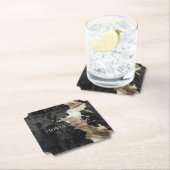 ブラックシャンパン金ゴールド牛革 ペーパーコースター (インサイチュ)