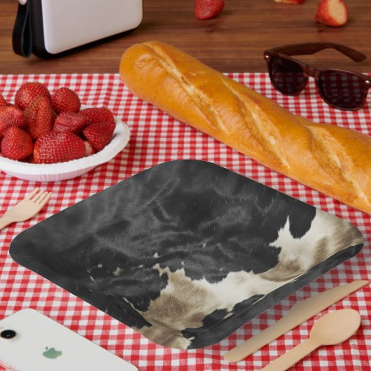 ブラックシャンパン金ゴールド牛革 ペーパープレート (ピクニック)