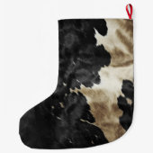 ブラックシャンパン金ゴールド牛革 ラージクリスマスストッキング (裏面)