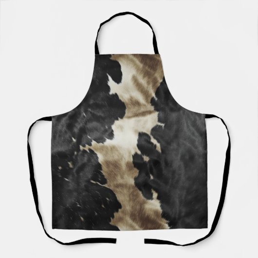 ブラックシャンパーニュ金ゴールドカウボーイ女性のカーボーイカウハイド エプロン (正面)