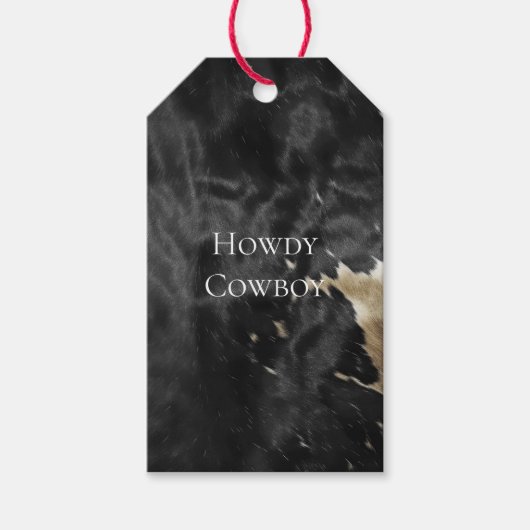 ブラックシャンパーニュ金ゴールドカウボーイ女性のカーボーイカウハイド ギフトタグ (正面)