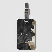 ブラックシャンパーニュ金ゴールドカウボーイ女性のカーボーイカウハイド ラゲッジタグ (正面縦)