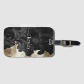 ブラックシャンパーニュ金ゴールドカウボーイ女性のカーボーイカウハイド ラゲッジタグ (正面横)