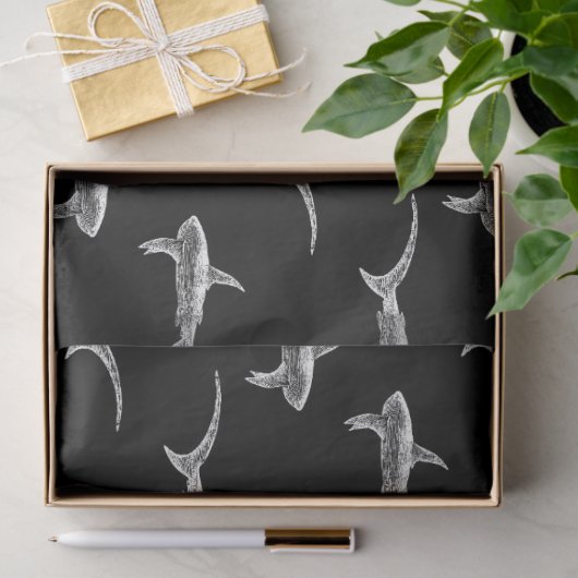 ブラックシャークデザインヴィンテージ航海の海アート 薄葉紙 (ギフト)