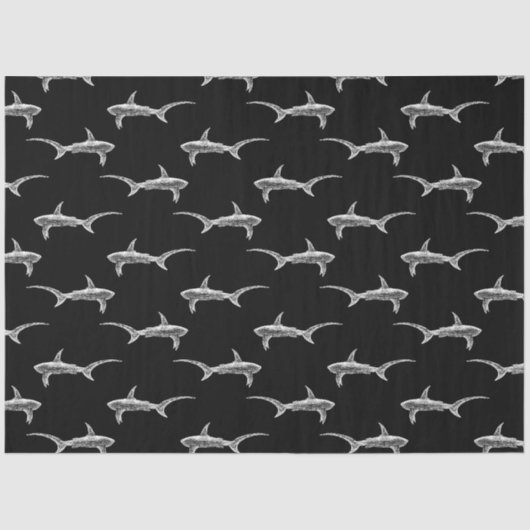 ブラックシャークデザインヴィンテージ航海の海アート 薄葉紙 (正面)