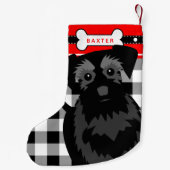 ブラックシュナウザードッグオールドファッションドプレイド スモールクリスマスストッキング (裏面)