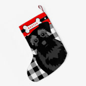 ブラックシュナウザードッグオールドファッションドプレイド スモールクリスマスストッキング (裏面 (吊り時))