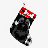 ブラックシュナウザードッグオールドファッションドプレイド スモールクリスマスストッキング (正面 (吊り時))
