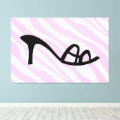 ブラックシュー付きピンクゼブラストライプ キャンバスプリント (インサイチュ (ウッドフロア))