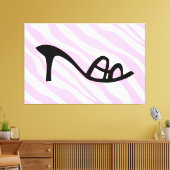 ブラックシュー付きピンクゼブラストライプ キャンバスプリント (インサイチュ (リビング))