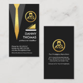 ブラックショーフールスーツ金ゴールドネクタイ 名刺 (正面/裏面)