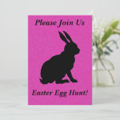 ブラックシルエットイースターラビットブライトホットピンク 招待状 (スタンド正面)
