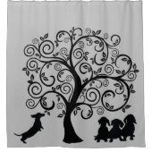 ブラックシルエットダックスシャントシャワーカーテン シャワーカーテン (正面)