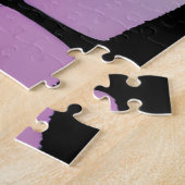 ブラックシルエットツリーパープル葉レインボーフェンス ジグソーパズル (側面)