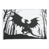 ブラックシルエットドラゴンの白 – ファンタジー | 枕カバー (正面右)