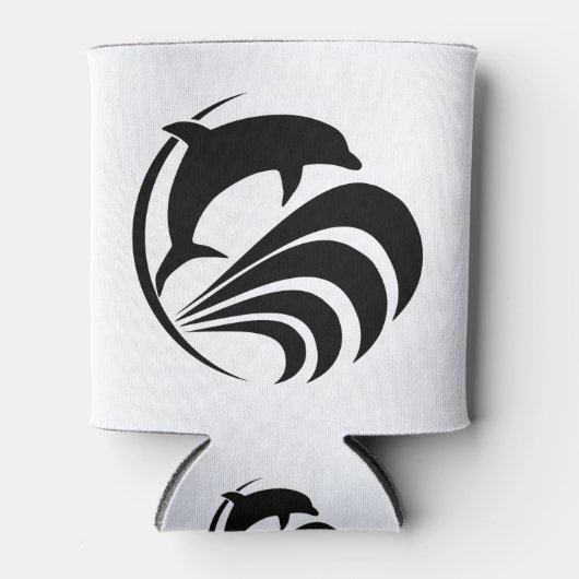 ブラックシルエットドルフィンジャンプ海波 缶クーラー (正面)