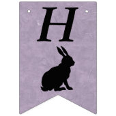 ブラックシルエットハッピーバースデーラビットオンパープル バンティングフラッグ (第1の旗)