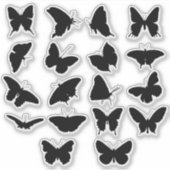 ブラックシルエットバタフライシート/18カットアウト シール (正面)